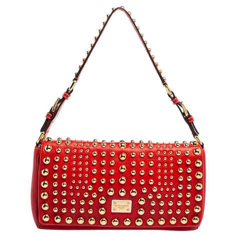 Dolce And Gabbana Red Leather Dg Girls Chain Shoulder Bag For Sale At