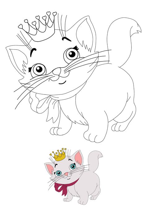 Princess Cat Coloring Page Lets Coloring Together