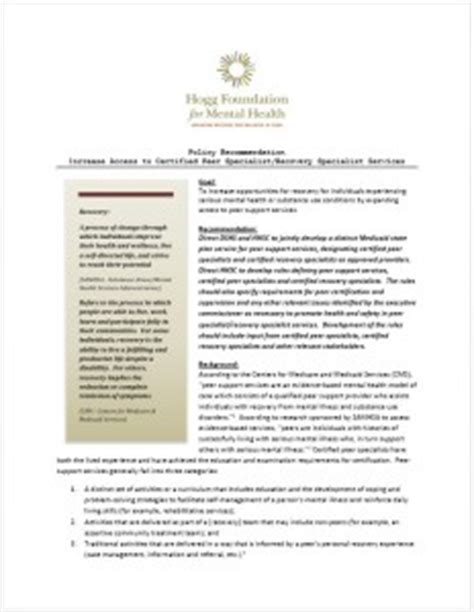 Overview and explanation of the proposed rule. Policy Recommendation to Increase Peer Recovery Services ...
