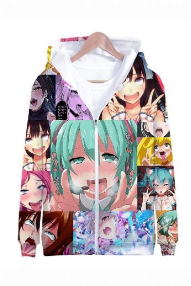 Reviews For Hot Popular Ahegao Comic Girl 3d Printed Long Sleeve Zip Up