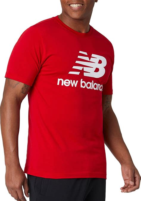 New Balance Cotton Essentials Stacked Logo T Shirt In Red For Men Lyst
