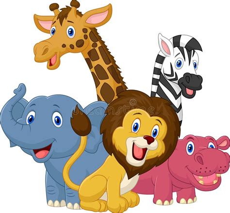 Happy Safari Animal Cartoon Stock Vector Image 45727033