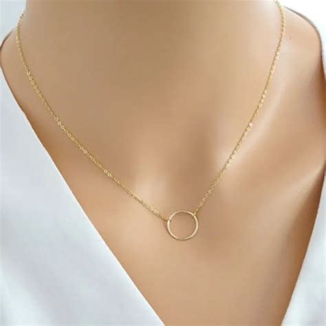 Womens Fashion Minimalist Simple Circle Pendants Chains Necklace Nd302