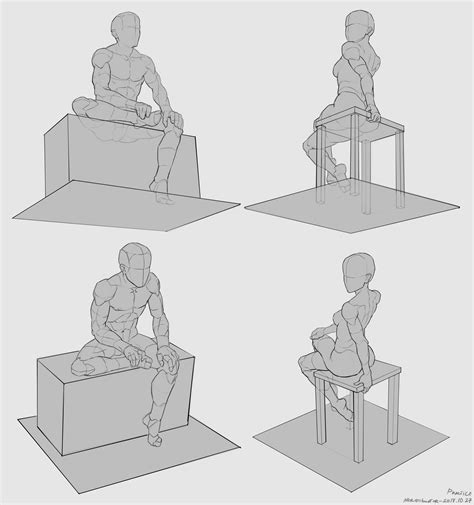 Artstation Line Pratice 2018 Naranbaatar Ganbold Sitting Pose Reference Drawing Poses