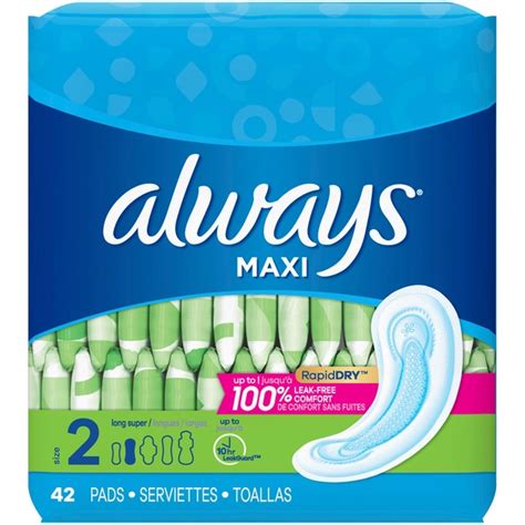 Always Maxi Super Pads Without Wings Unscented 42 Ct Instacart