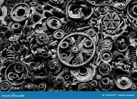 Steampunk Texture Backgroung With Mechanical Parts Gear Wheels Stock