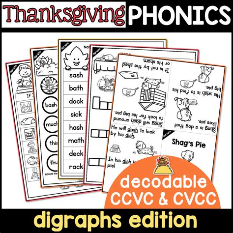 thanksgiving digraphs activities no prep phonics worksheets a teachable teacher