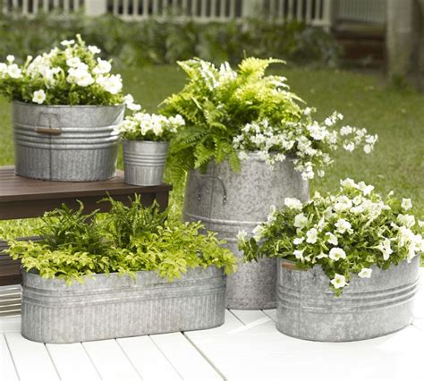 Galvanized Metal Tubs Buckets And Pails As Planters Driven By Decor