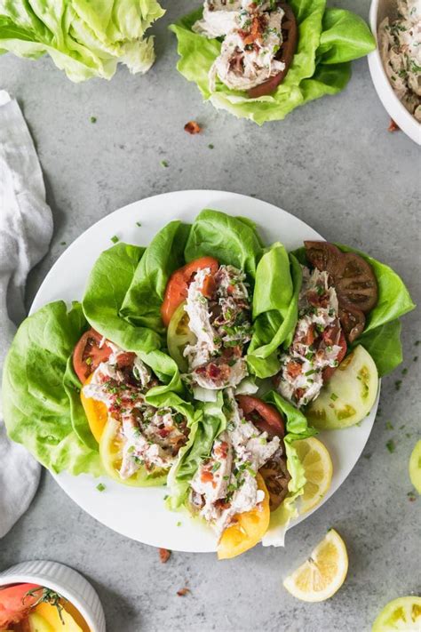 Blt Chicken Salad Lettuce Wraps Recipe Lettuce Wraps Chicken Salad