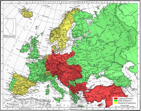 Map Of Europe Wwi Red Green Yellow Design Pinterest Red