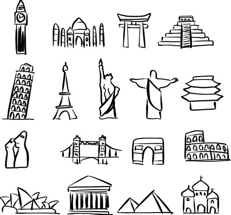 Icon Set Of Famous Landmarks Around The World Vector 3126955 Vector Art