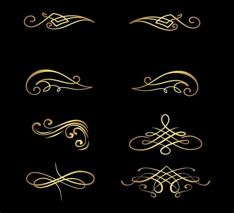 Calligraphy Golden Swirl Flourishes Set Vector Eps 10 7739848 Vector