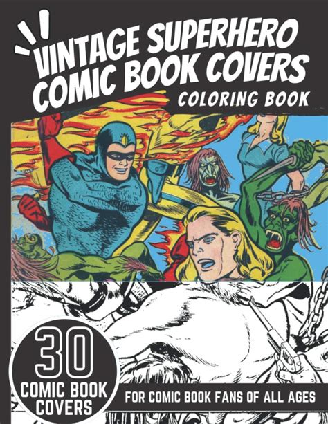 Buy Vintage Superhero Comic Book Covers Coloring Book 30 Amazing