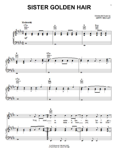 Well, i keep on thinkin' 'bout you, sister golden hair surprise and i just can't live without you, can't you see it in my eyes? Sister Golden Hair | Sheet Music Direct