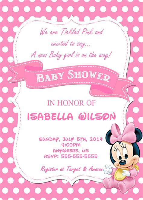 Arches of balloons in soft pink and bright pink with polka dots make a perfect entryway into the party for guests. Baby Shower Invitation Template Minnie Mouse ...