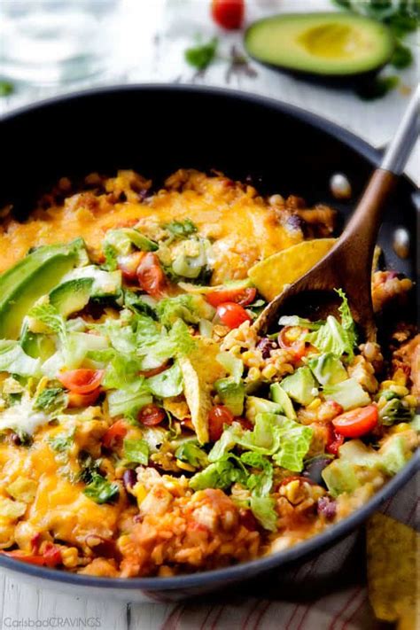 Add chicken broth, unsalted butter, cream of chicken soup, cream of mushroom soup, black pepper, garlic and onion together and stir together well. One Skillet Mexican Chicken and Rice with Jalapeno Ranch
