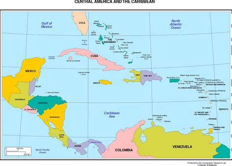 North America And Central America Map Map