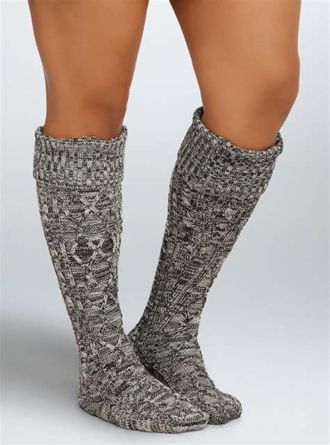 Torrid Speckle Cable Knit Knee High Socks Wide Calf Knee High Boots