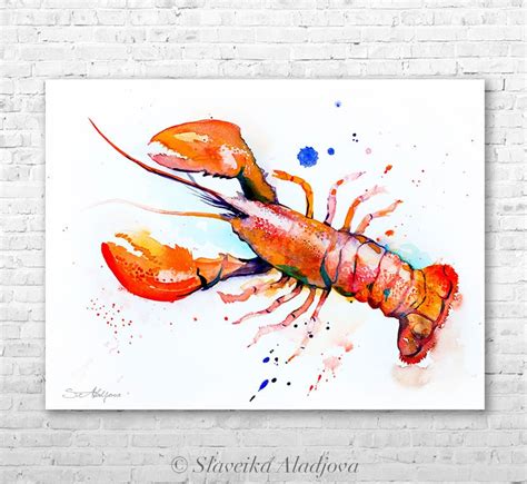 Lobster Watercolor Painting Print By Slaveika Aladjova Art Etsy