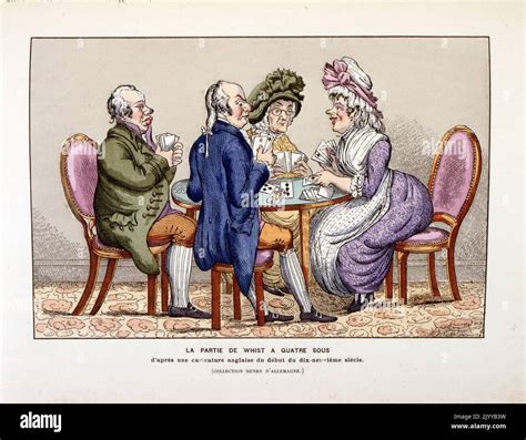 Coloured Illustration Of Playing Cards Depicting Four People Playing