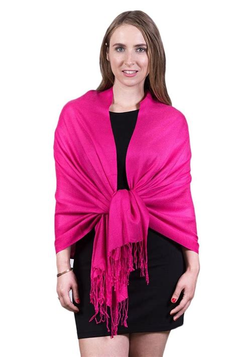 Pure Solid Pashmina Shawl Scarf Silky Soft Opaque Hot Pink Cu Thens Scarves Wraps