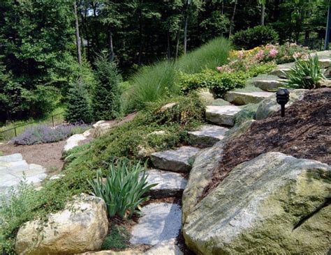 Natural Boulder Step Creations Femia Landscaping Landscaping With Rocks Landscaping With