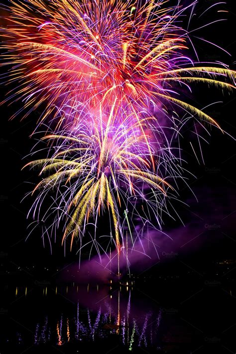 Fireworks over water | High-Quality Abstract Stock Photos ~ Creative Market
