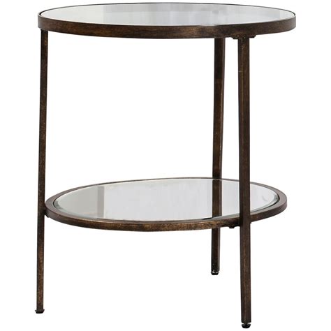 Hudson Glass And Metal Round Side Table Aged Bronze