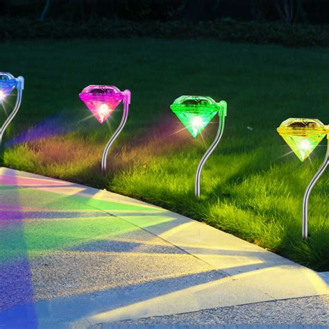 4 Pack Solar Garden Light Outdoor Diamond Led Light 7 Color Changing