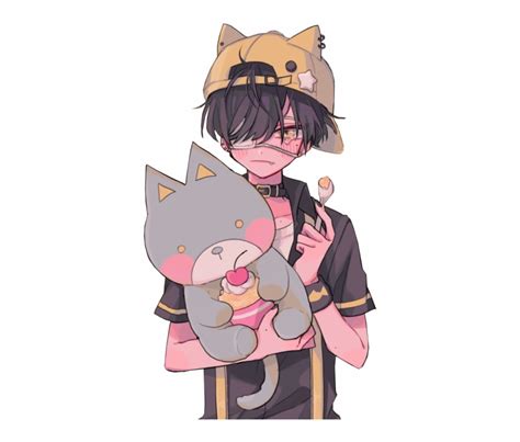 Anime Animeboy Boy Cuteboy Little Cat Anime Cute Boy Cat Transparent Png Download