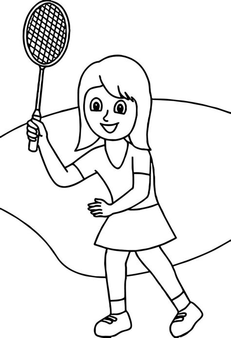 Girl With Badminton Racquet Coloring Page Coloring Pages Printable