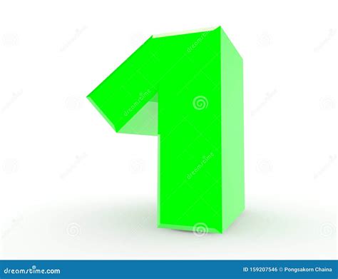 3d Green Number 1 Isolated On White Background 3d Rendering Stock