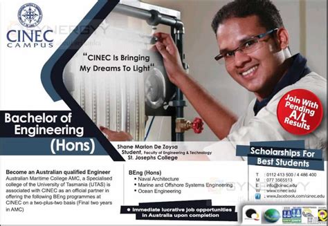 Bachelor Of Engineering Hons From Cinec Campus September 2013 Intakes Synergyy
