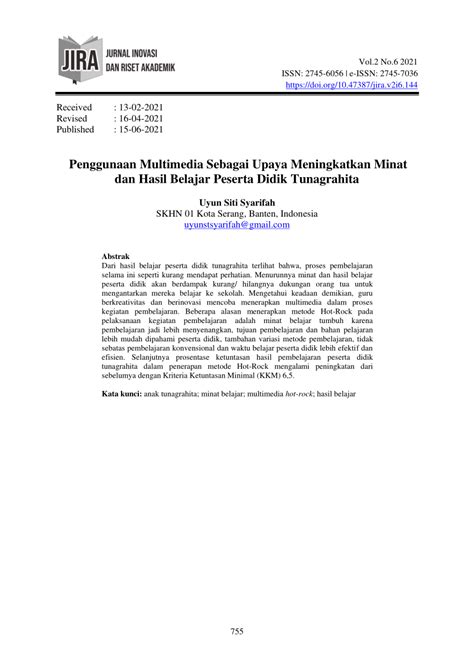 Pdf Penggunaan Multimedia Sebagai Upaya Meningkatkan Minat Dan Hasil