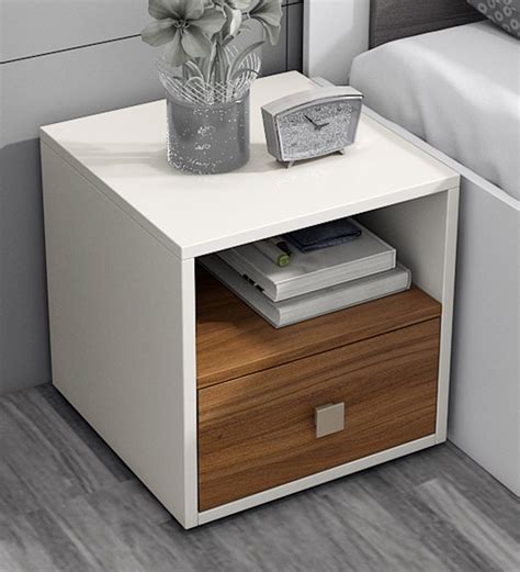 Buy Dimora Bed Side Table In Frosty White Colour By A Globia Creations