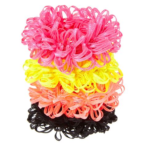 Small Hot Neon Looped Hair Scrunchies 4 Pack Claires Us