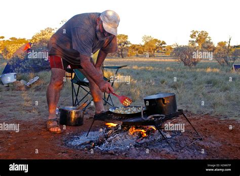 Kitchen On The Campfire In The Australian Bush Stock Photo Alamy