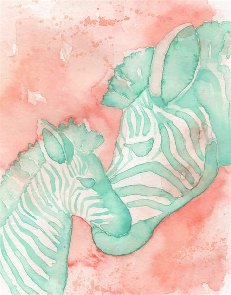 Zebra Mom And Baby Print Of My Original By Thedailywatercolor