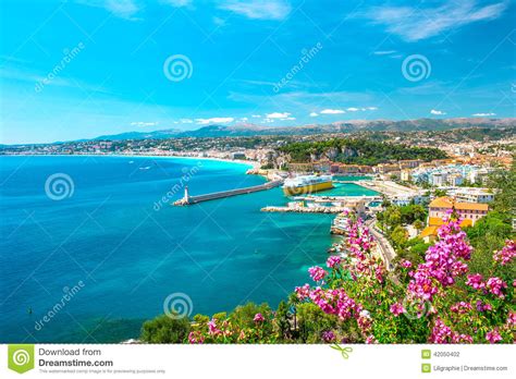De Stad Van Nice Franse Riviera Middellandse Zee Stock Foto Image