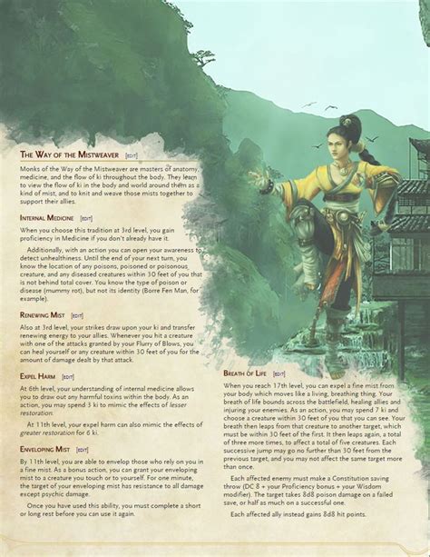 Way Of The Mistweaver Monk By Damndedmage Dungeons And Dragons