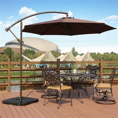 Bally 10 Ft Cantilever Hanging Patio Umbrella With Base Weights