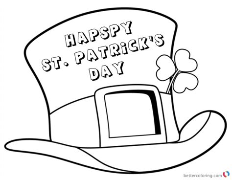 The shamrock in this coloring sheet has various patterns inside. St Patrick Day shamrock coloring pages top hat - Free ...