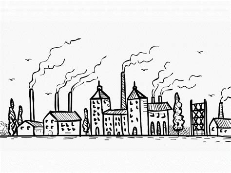Industrial Revolution Landscape Drawing 2d Animation By Retro Vectors