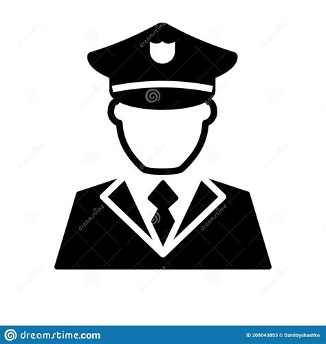 Police Officer Silhouette Icon Clipart Image Stock Vector
