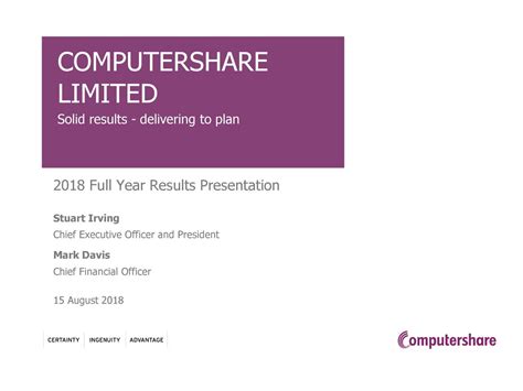 Computershare Ltd Adr 2018 Q4 Results Earnings Call Slides