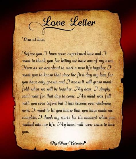 romantic love letter ideas to text or email him