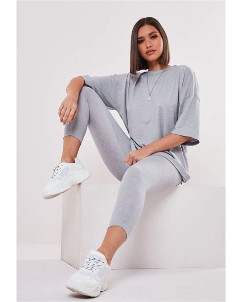 Missguided Synthetic Tall Gray Oversized T Shirt And Leggings Co Ord