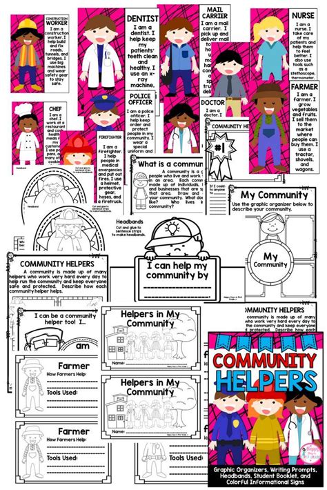 Community Helpers K 2 Writing Prompts Headbands Student Booklet And