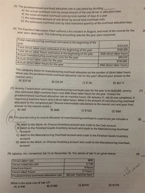 Thirdly, predetermined overhead rate is computed by dividing estimated total overhead costs by the estimated total amount of cost driver or activity base. Solved: 25) The Predetermined Overhead Allocation Rate Is ...