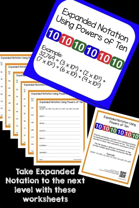 Four Task Cards With The Text Expanded Notation Using Powers On Ten To